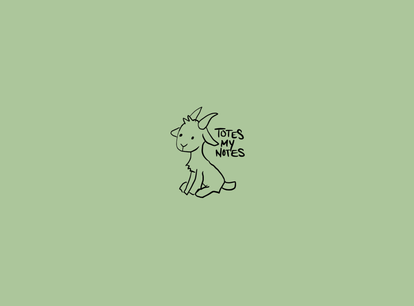 A soft green colour notebook cover with a sweet little goat with the words 'Totes my Notes'.