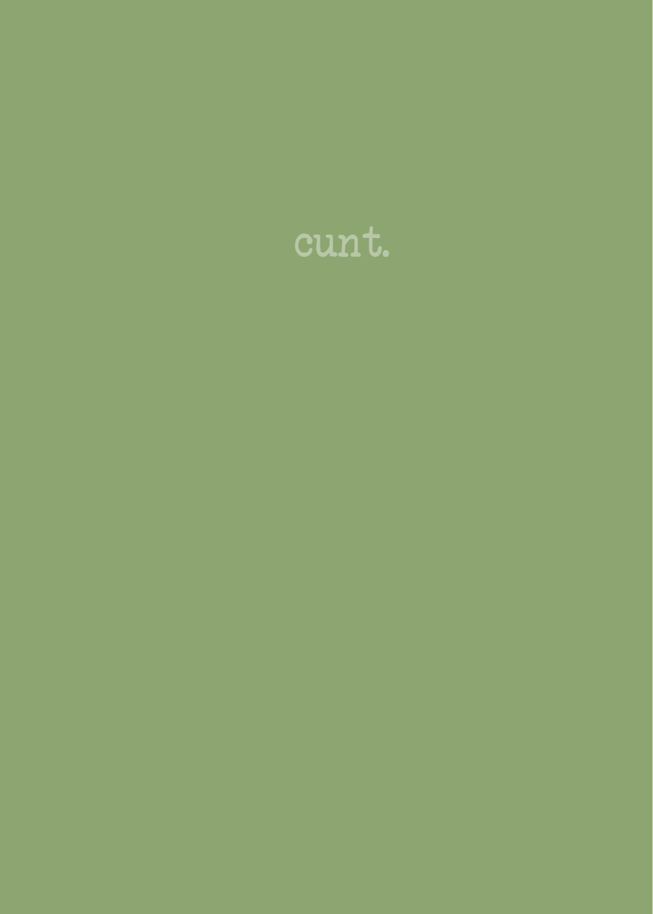 This image displays a cheeky and subtle design of a pocket notebook with the word "cunt." in a minimalist style.