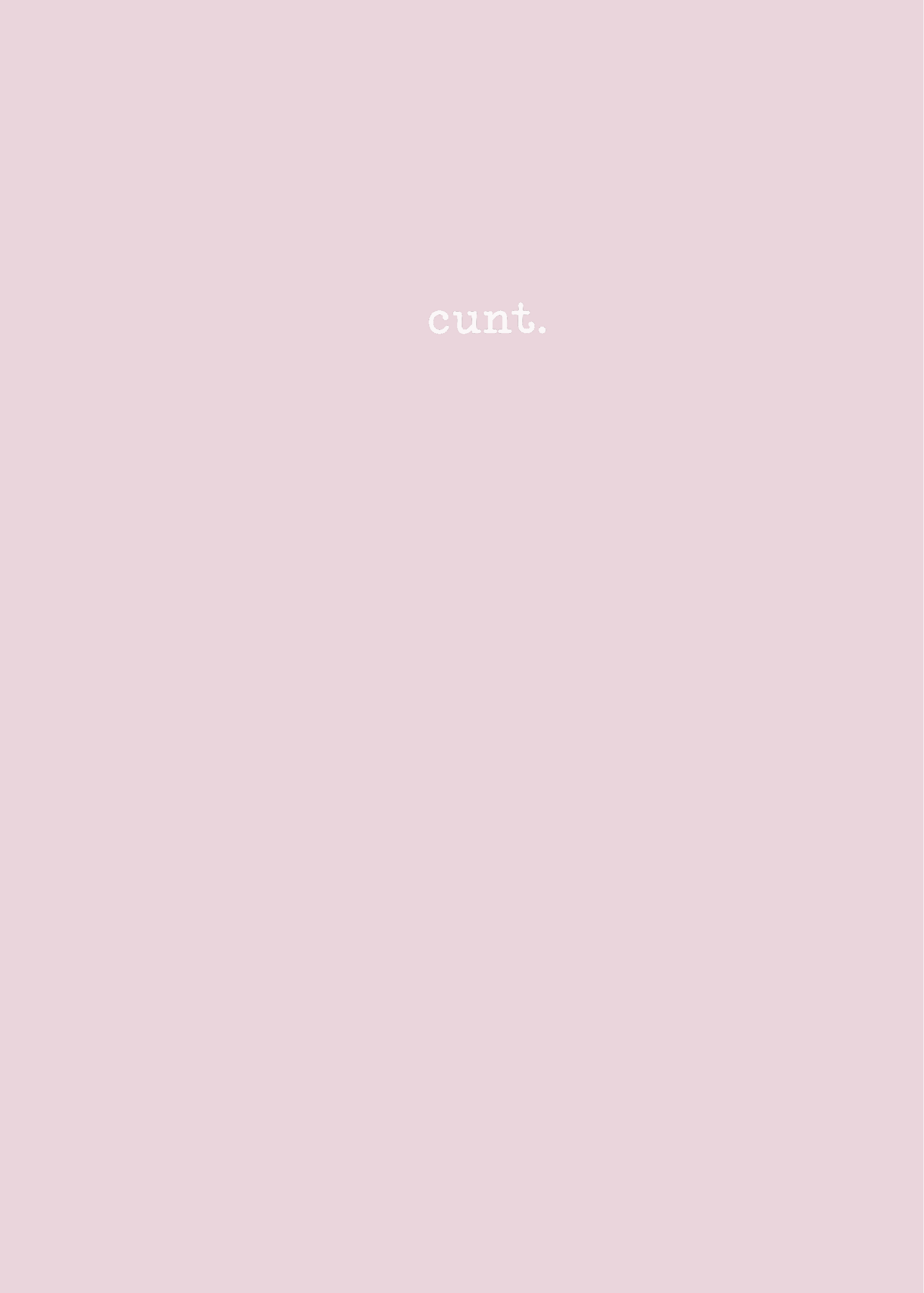 This image features a blush pink notebook with the word "cunt." subtly printed on the cover in a small, elegant font.