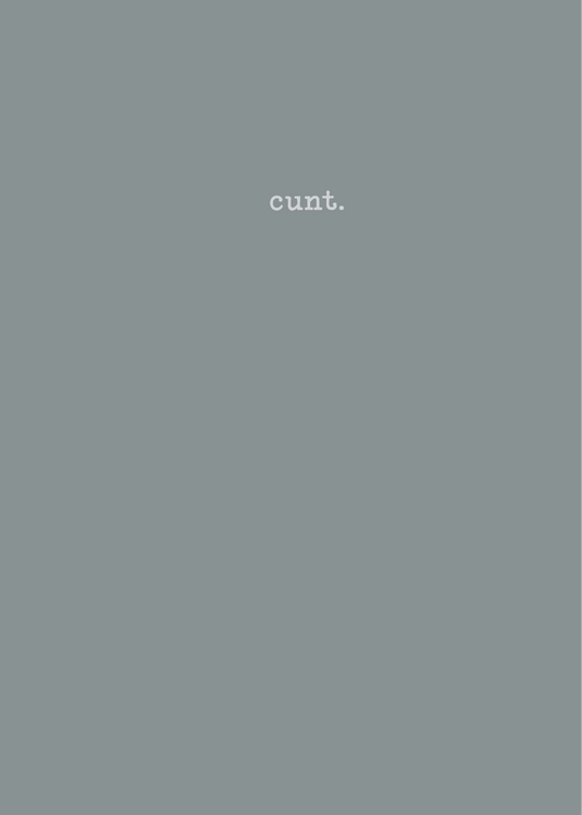This image features a sleek, granite-grey notebook with the word "cunt." subtly printed at the top.
