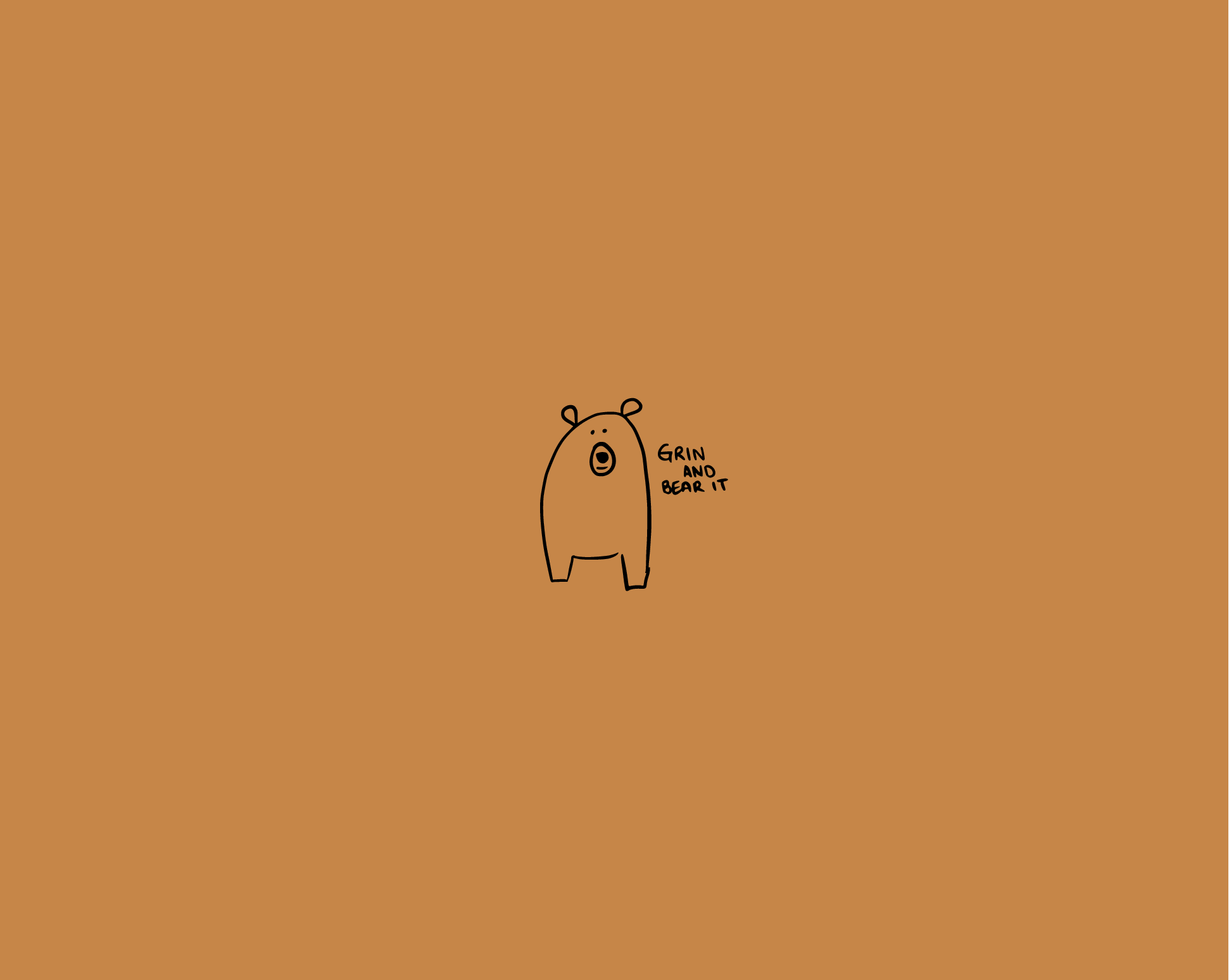 Sweet little bear with words 'grin and bear it' on a soft brown cover.