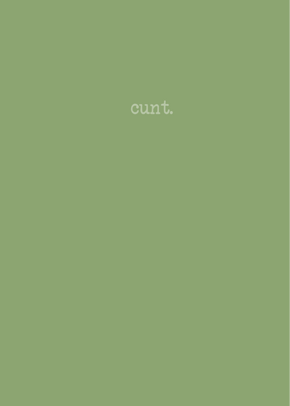 This image displays a cheeky and subtle design of a pocket notebook with the word "cunt." in a minimalist style.