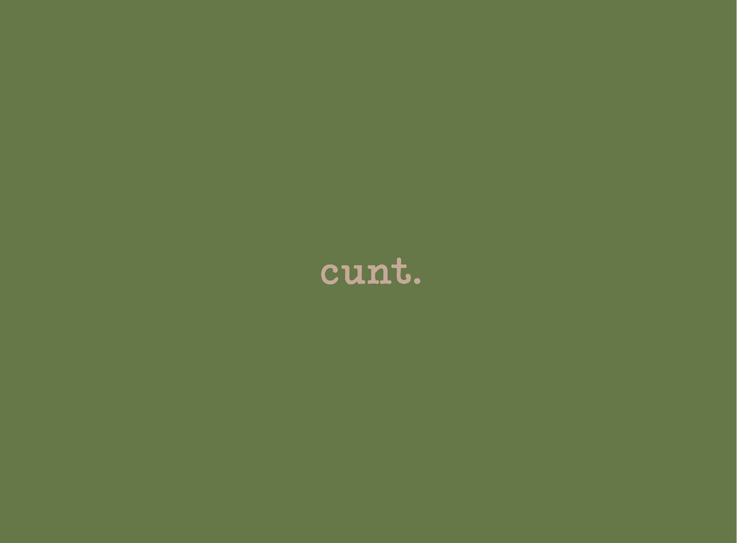 This image features a leaf green notebook with the word "cunt." subtly printed on the cover in a small, elegant font.