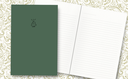 Simple drawing of a happy poo with the words 'list' implying shit list on a lovely green cover. Inside lined pages.